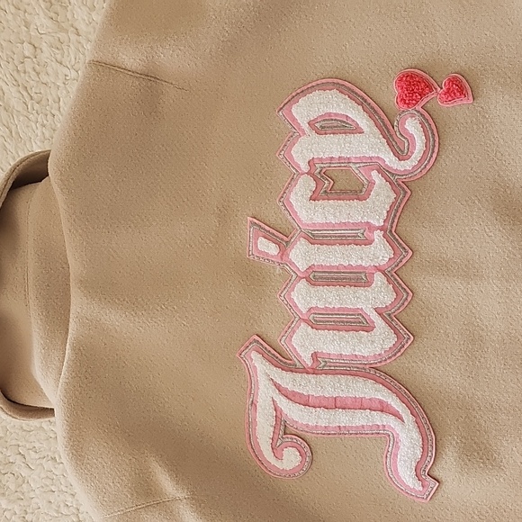Juicy Couture Beige and Cream Varsity Jacket with Pink Accents Women's Small - Picture 6 of 8